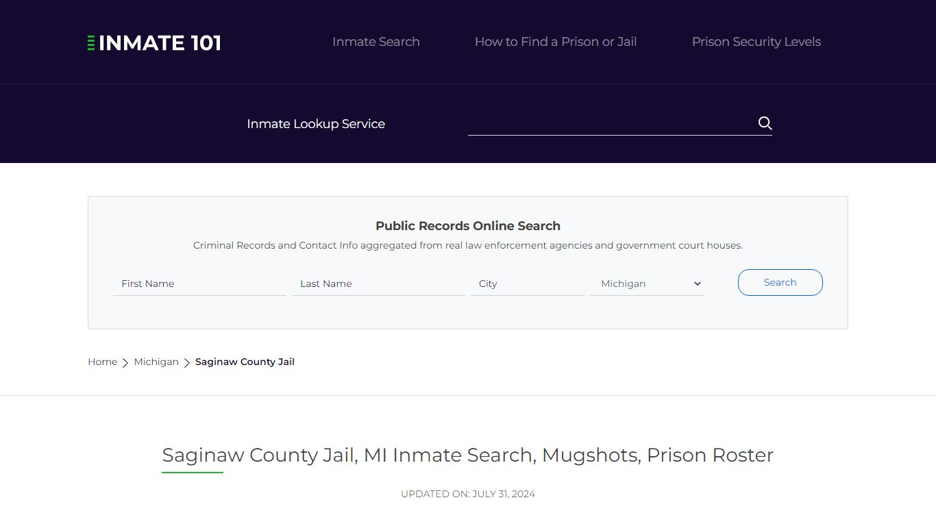 Saginaw County Jail, MI Inmate Search, Mugshots, Prison Roster